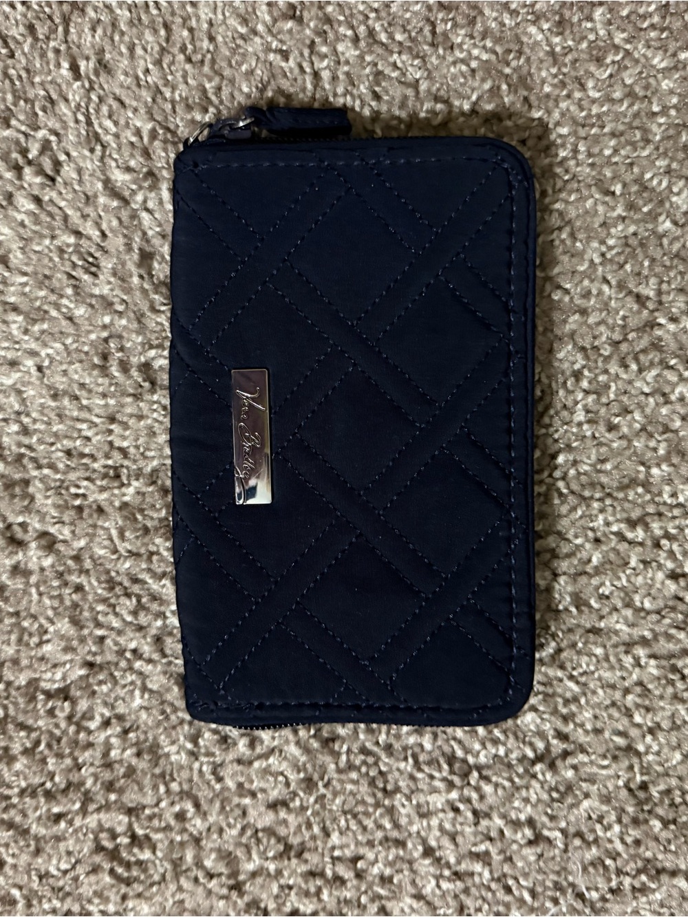 Vera Bradley Navy Quilted Zip Card Holder